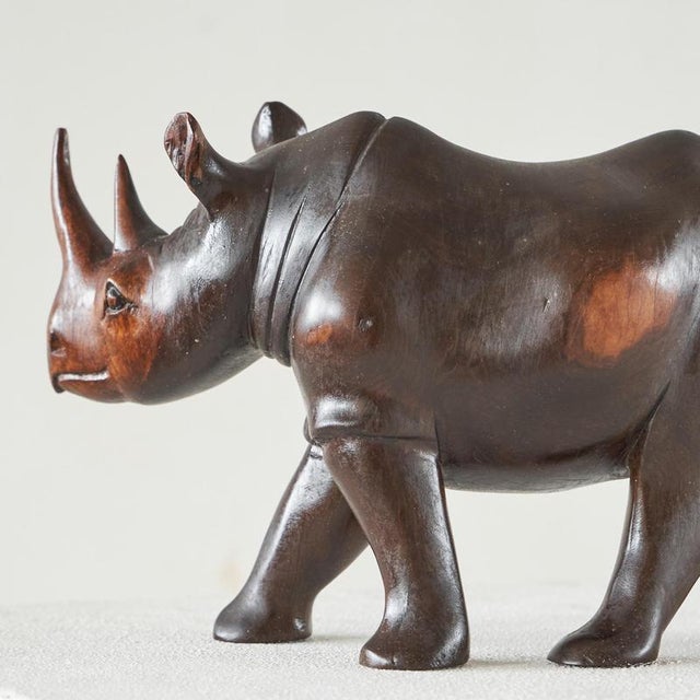 1940s Rhino Sculpture in Carved Wood, 1950s For Sale - Image 5 of 8