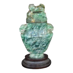 Chinese Green Carved Fluorite Vase, C. 1910