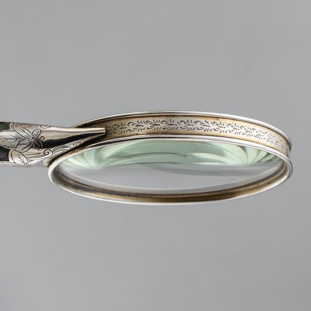 Antique Silver and Spinach Jade Magnifying Glass, 1880s For Sale - Image 10 of 18