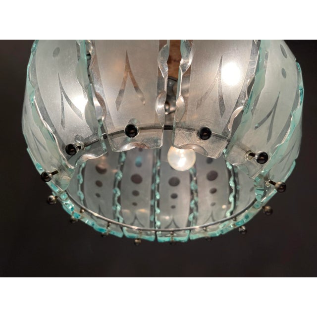 Glass Italian Cut Glass Pendant Lamp, 1960s For Sale - Image 7 of 12
