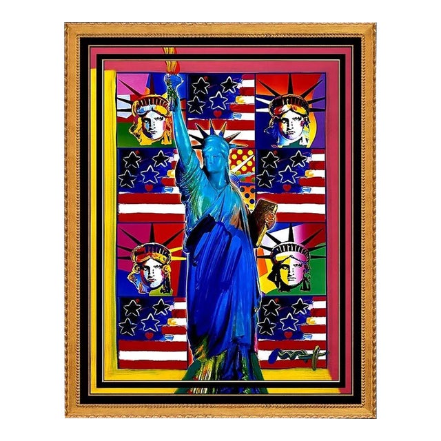 GOD BLESS AMERICA with 5 LIBERTIES, Peter Max For Sale