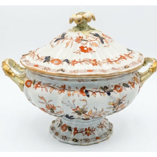 Mason's Gold Handles Soup Tureen and Stand appears to be mented on the lid's handle. "stamp ""Mason's Patent Ironstone...