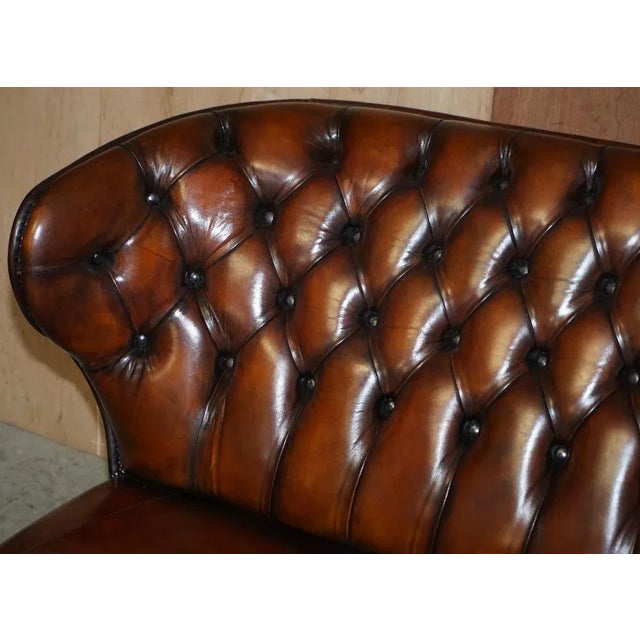 Hand Dyed Brown Leather Chesterfield Sofa For Sale - Image 6 of 15