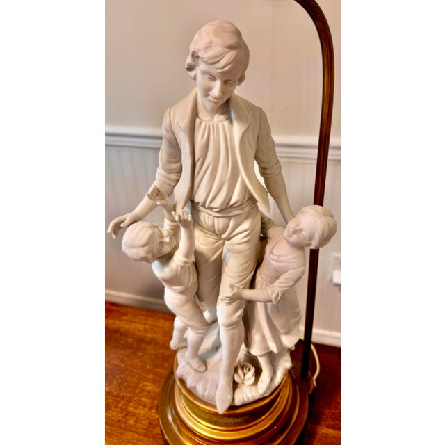 Mid 20th Century Large Parian Bisque Porcelain Sculptured Lamps For Sale - Image 4 of 12