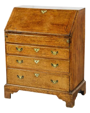 English Georgian Oak Slant-Front Secretary Chest of Drawers With Fitted Interior, Circa 1780