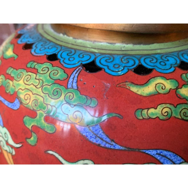 Mid-20th Century Chinese Cloisonné Table Lamp For Sale - Image 9 of 15