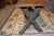 This is a heavy & solid wood / log bench. I believe it to be oak. Made by Old Hickory, Indiana. The top is a little...