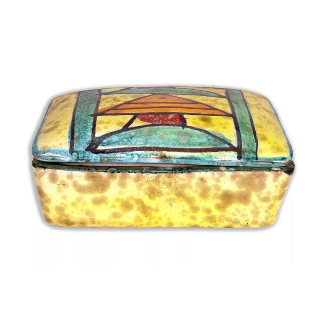 Bitossi Ceramic Trinket Box and Vase with Abstract Fish Pattern Made in Italy - Set of 2 For Sale - Image 9 of 12