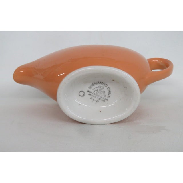 1960s Shenango China Anchor Hocking Orange Color Ceramic Gravy Boat For Sale - Image 9 of 16