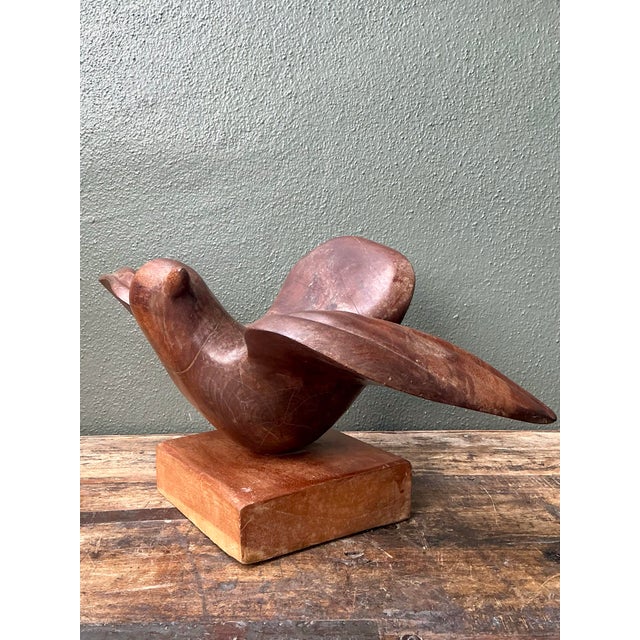 Wood Vintage Carved Wood Bird Sculpture For Sale - Image 7 of 12
