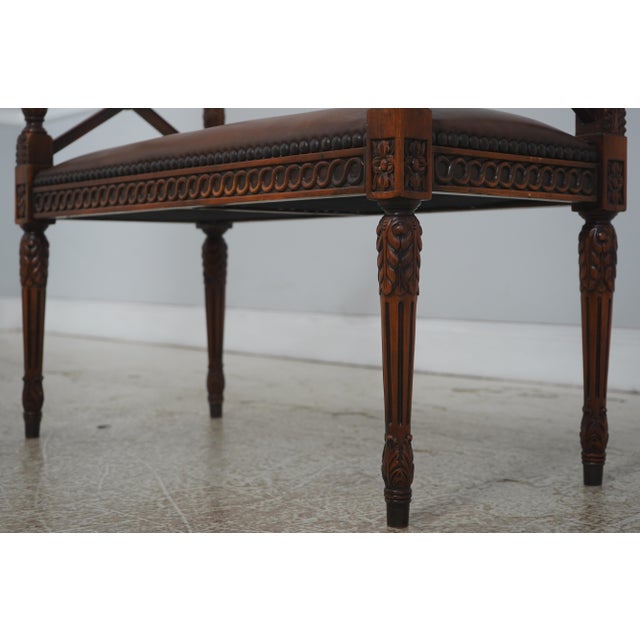 Theodore Alexander Regency Style Mahogany & Leather Window Bench For Sale In Philadelphia - Image 6 of 14