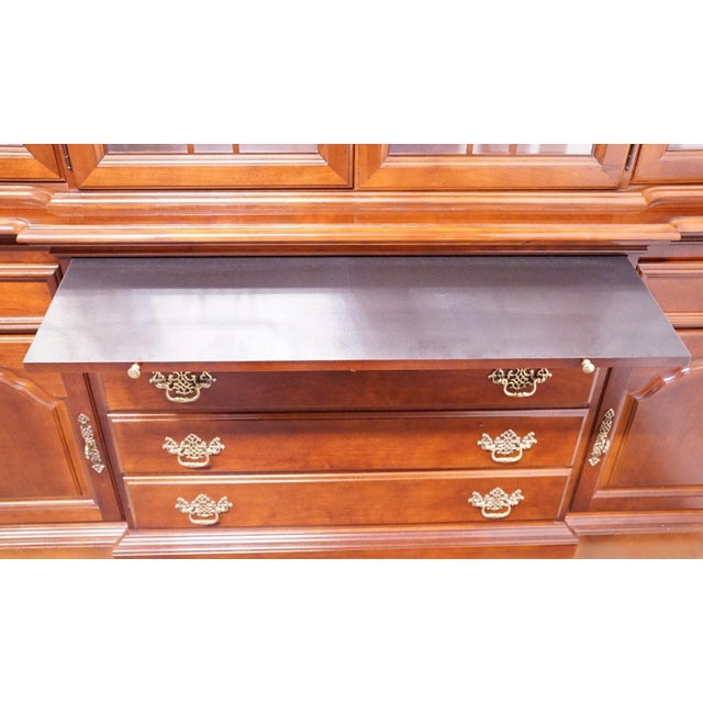 Wood Stanley Furniture American Heritage Collection Mahogany Traditional Style 72" Buffet W. Lighted Display China Cabinet 172-11-04 / 172-11-24 For Sale - Image 7 of 18