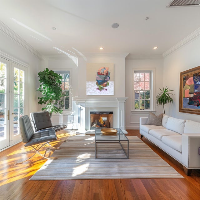 Looking at the Swallow Birds - Large Painting on Canvas Original Artwork by Mohamad Khayata For Sale - Image 9 of 11