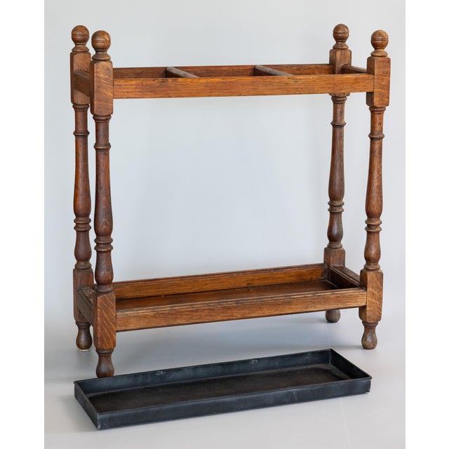 Antique English Tiger Oak Umbrella Stick Stand For Sale In Houston - Image 6 of 10