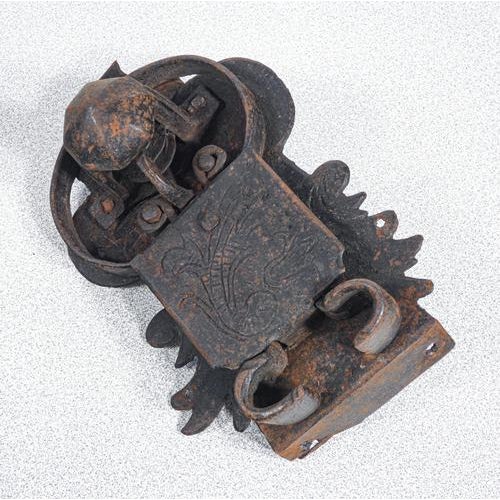 Brown Antique Lock with Iron Key, 1800s For Sale - Image 8 of 18
