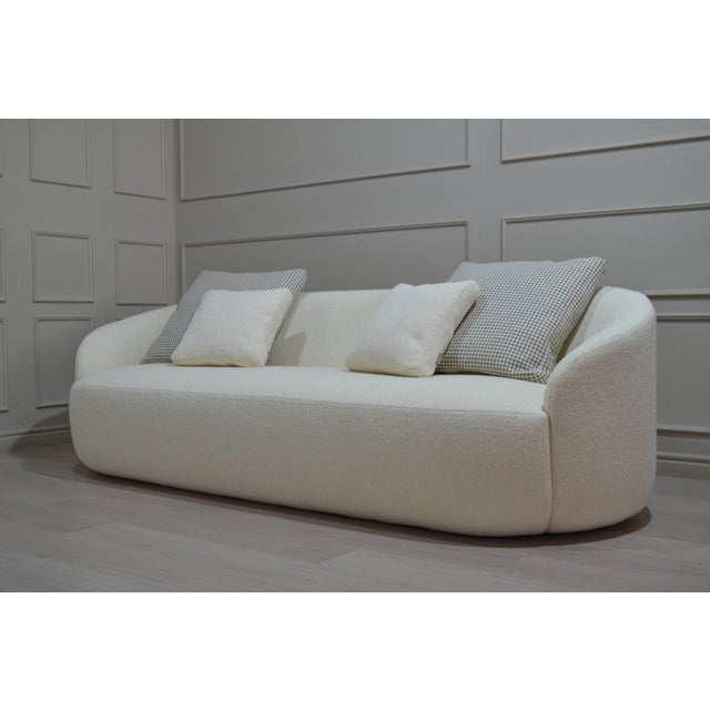 Contemporary Cottonflower 240 Cloud Ivory Bouclé Curved Sofa by Danu Chirinciuc For Sale - Image 3 of 7