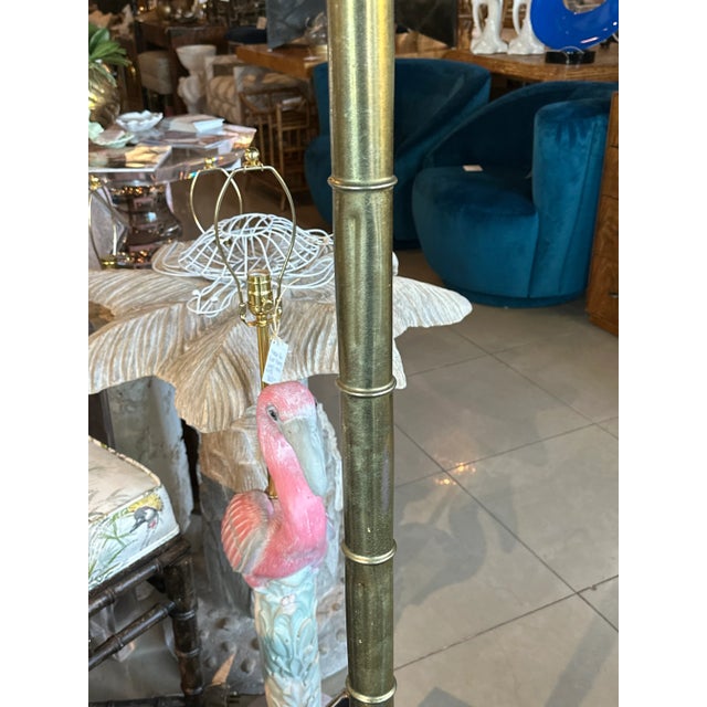 Vintage Brass Gold Italian Tole Metal Palm Tree Pot Statue Faux Bamboo Plant For Sale In West Palm - Image 6 of 12