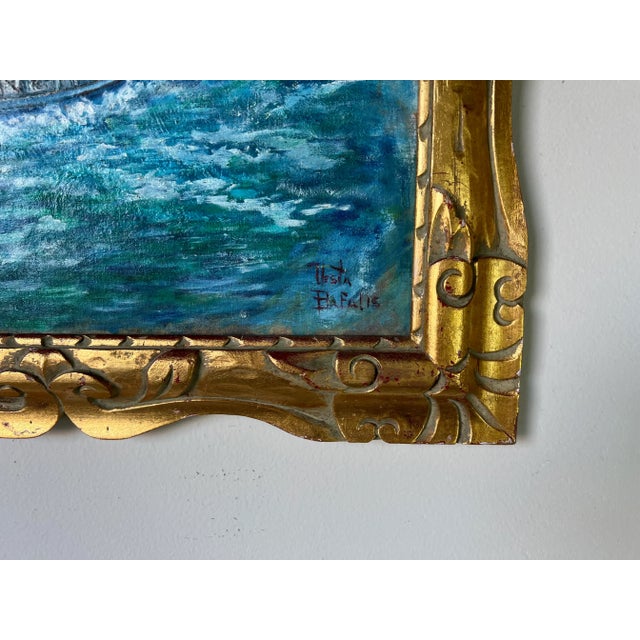 1960's Vintage Expressionist - Style Cityscape Boat Oil Painting, Signed For Sale - Image 10 of 13