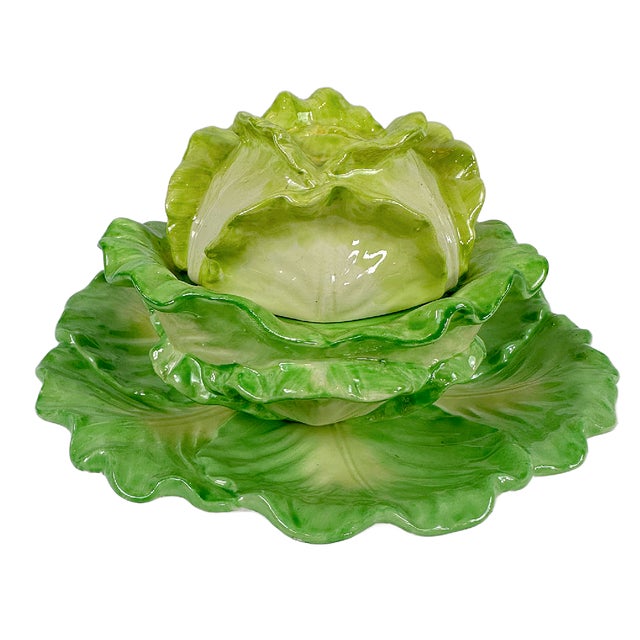 Mottahedeh Vintage Mottahedeh Italian Cabbage Ware Small Tureen For Sale - Image 4 of 6