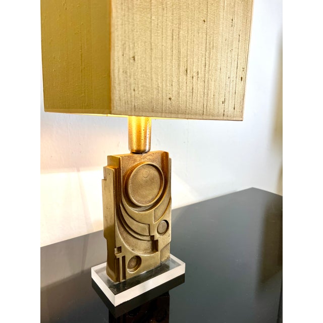 Bronze Sculpture Lamp by Giuseppe Calonaci, 1971, in Very Good conditions. Designed 1970 to 1979 This piece has an...