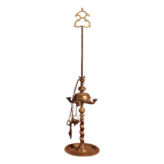 18th Century Bronze Oil Lamp, Spain For Sale