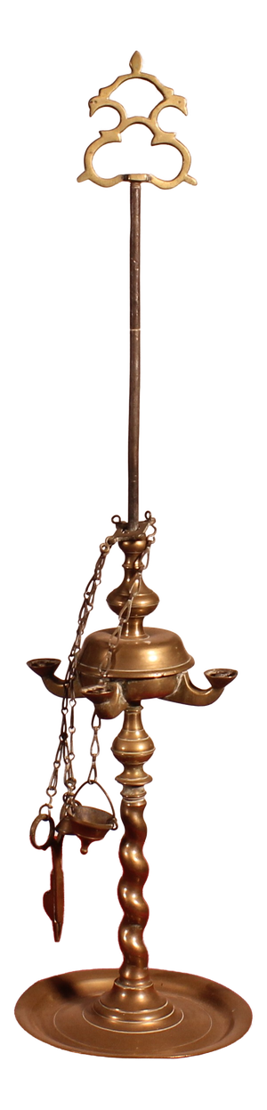 18th Century Bronze Oil Lamp, Spain