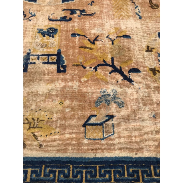 Tan Antique 18th Century Chinese Ningshia Rug - 12′ × 12′ For Sale - Image 8 of 13