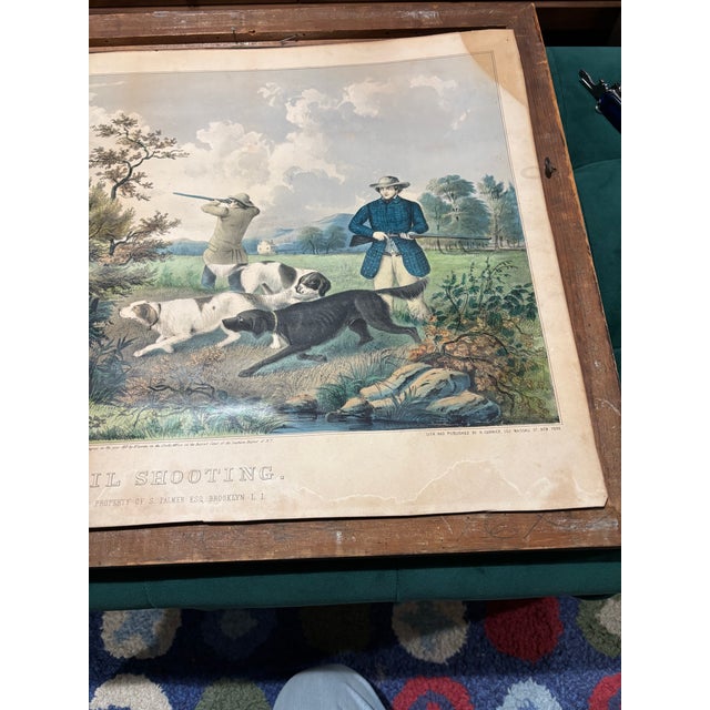 Original 1852 N. Currier "Quail Shooting" Hand-Colored Lithograph by Fanny Palmer - Nice Margins- Framed For Sale - Image 12 of 12