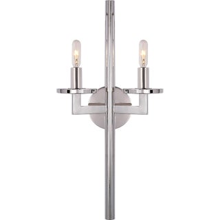 Kelly Wearstler for Visual Comfort Signature Liaison Double Sconce in Polished Nickel For Sale