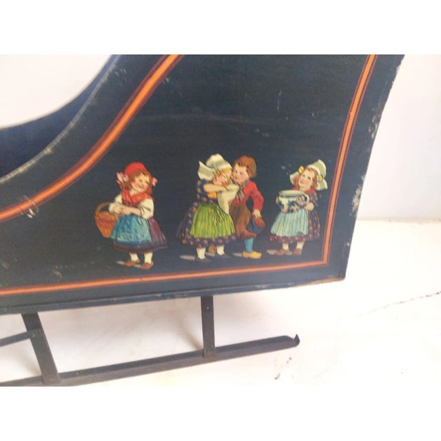 Vintage Black Wood Sled For Sale - Image 5 of 10