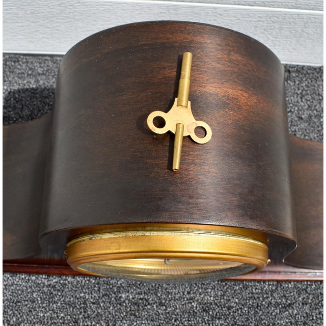 Mahogany Seth Thomas Clock Plymouth Tambour Mantel Mechanical Chime Run 30's For Sale - Image 12 of 17