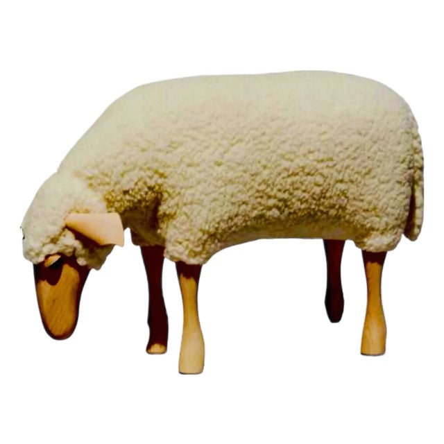 Lalanne Style Large Life-Size Grazing Sheep Wood Stool or Sculpture For Sale