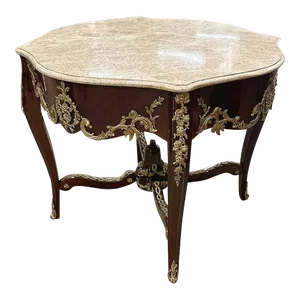 French Style Dining Table Marble Topped