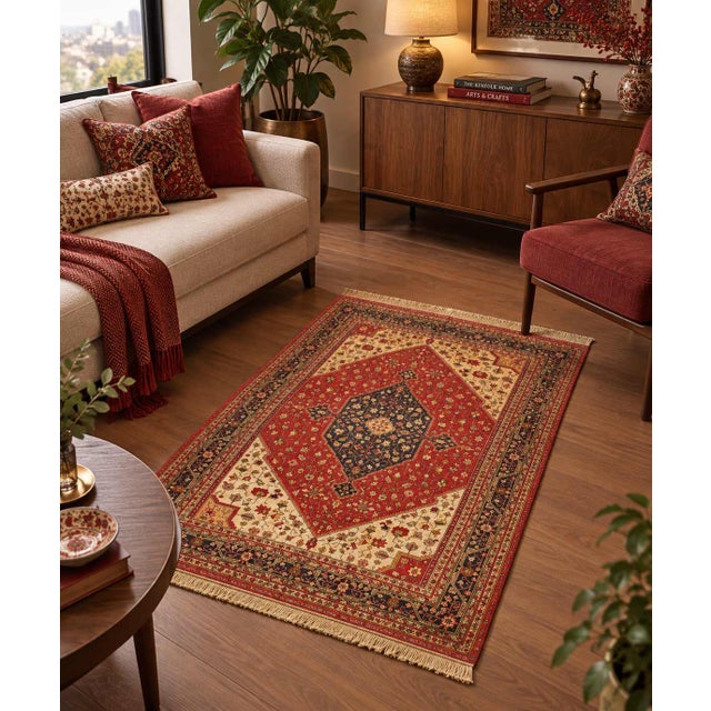 Textile Pasargad DC Double-Sided Hand-Knotted Silk Quchan Rug For Sale - Image 7 of 7