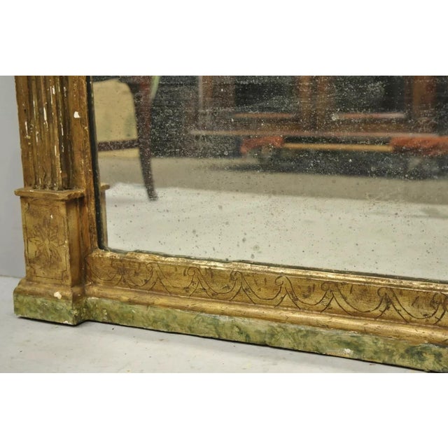 Antique Italian Florentine Giltwood Distressed Gold Looking Glass Wall Mirror For Sale - Image 12 of 12