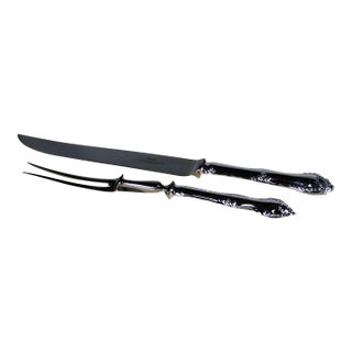 The Finest, Silver Plated Pair Carving Set, Carving Fork & Carving Knife, Chesterfield. For Sale