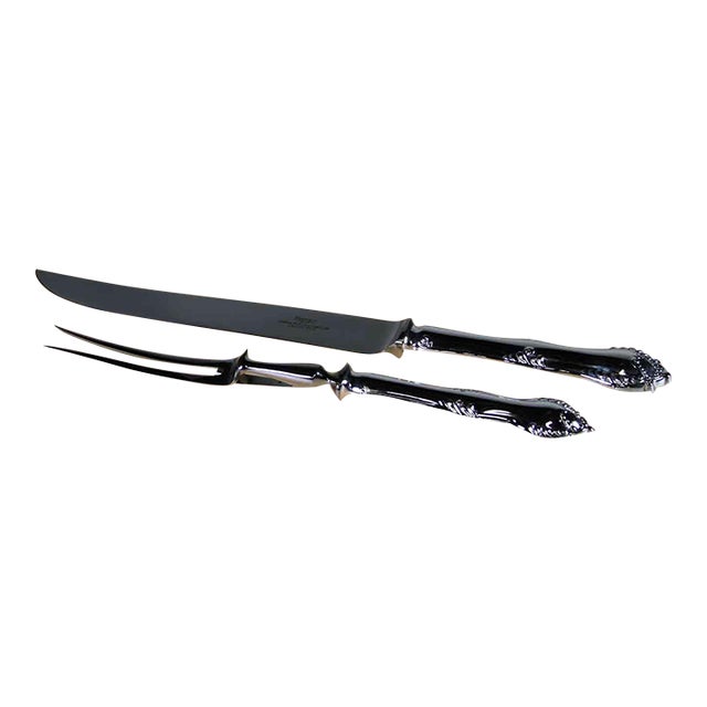 The Finest, Silver Plated Pair Carving Set, Carving Fork & Carving Knife, Chesterfield. For Sale