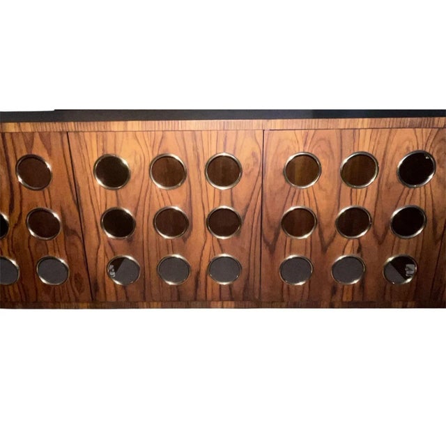 Ebony 4-Door Marseilles Cabinet With Brass Detailing u.s.a. 21st Century. For Sale - Image 4 of 5