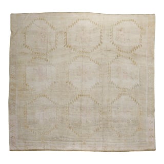 Vintage Zabihi Collection Geometric Room Square Size Turkish Rug - 9'7" x 10' For Sale