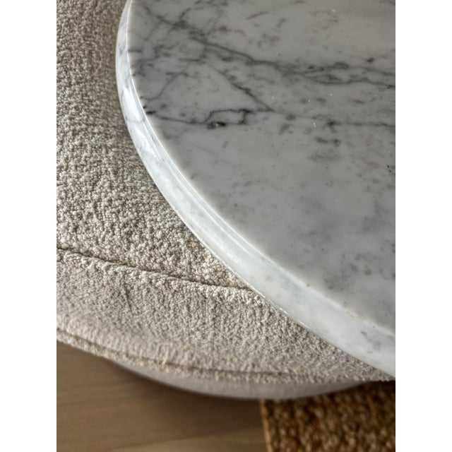 Metal Vintage Gilt Faux Bamboo Tripod Base Gueridon Drinks Table / Side Table With Carrara Marble Top For Sale - Image 7 of 18