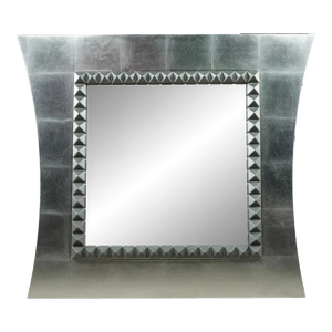 Late 20th Century Custom Made Colombostile Silver Studded Metal Wall Mirror