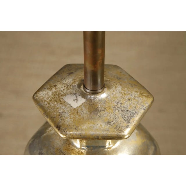 1950s Italian Mercury Glass Table Lamps With Gilt Brass Bases, Murano - a Pair For Sale - Image 11 of 15