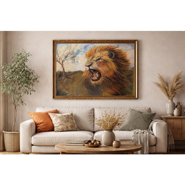 Bring the raw power of nature into your home with Roar, an original oil painting by Tetiana Andriyovych. This striking...