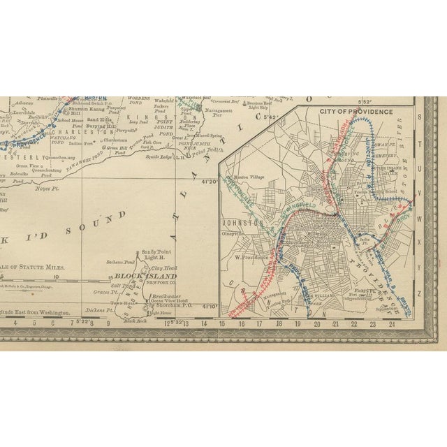 Antique Rhode Island Map by Rand McNally, 1888 For Sale - Image 6 of 9