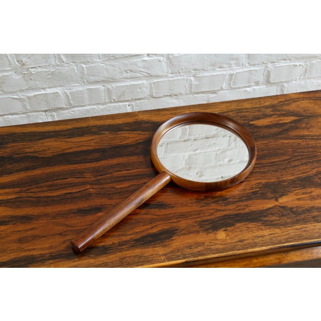 1950s Rosewood Hand Mirror by Uno & Osten Kristiansson for Luxus, Sweden, 1950s For Sale - Image 5 of 18