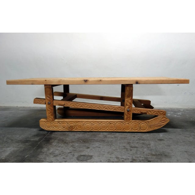 Large Folk Art Sculpted Sled Coffee Table, France, 19th Century For Sale - Image 15 of 15