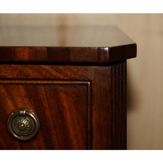 Wood Vintage Bow Fronted Flamed Hardwood Tables, Set of 2 For Sale - Image 7 of 18