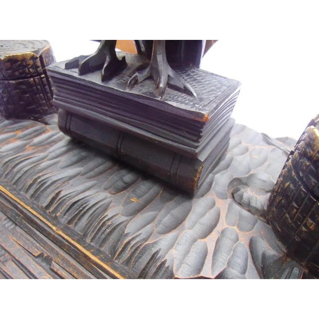 Antique Hand-Carved Desk Set with Raven, 1890s For Sale - Image 5 of 12
