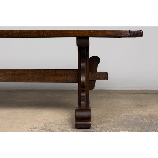 Antique French Oak Monastery Trestle Dining Table For Sale - Image 10 of 18
