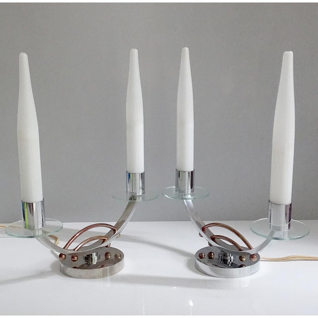 Art Deco French Glass Table Lamps, Set of 2 For Sale - Image 13 of 18